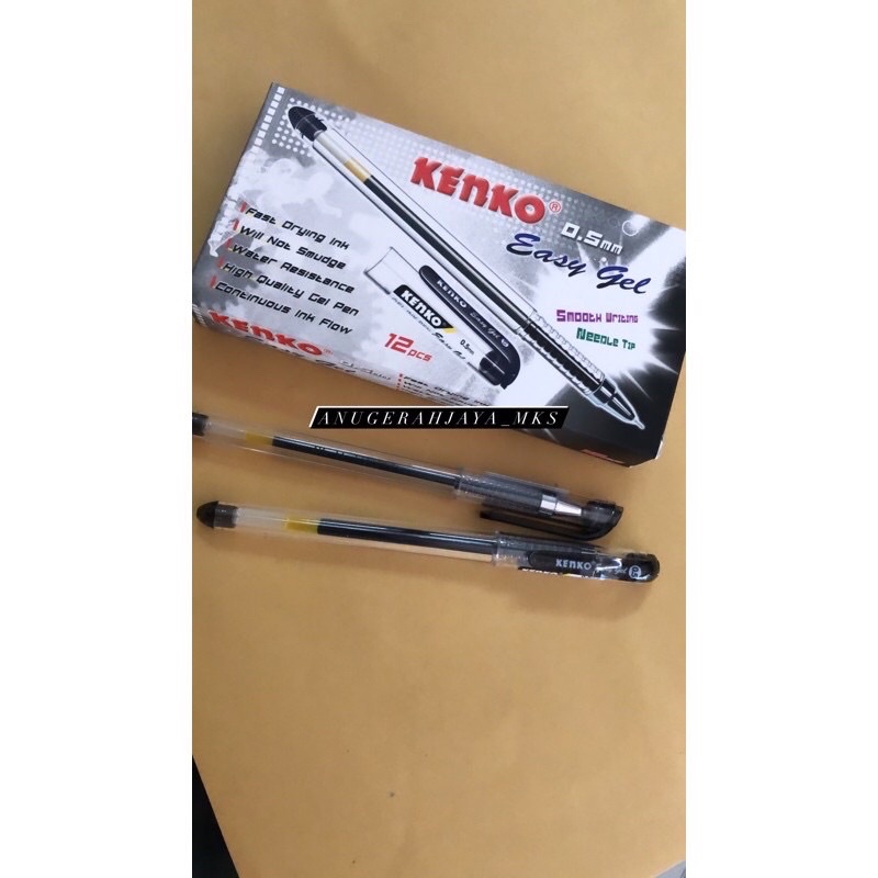 

[ 1 LSN / 12 PCS] PULPEN KENKO EASY GEL 0.5MM WARNA HITAM , BERKUALITAS ORI , KENKO EASY GEL HITAM , KENKO