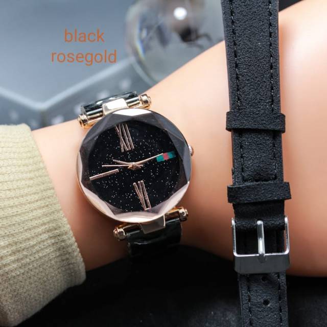 Jam Tangan Gucci rantai hitam + set dan free tali... sh107