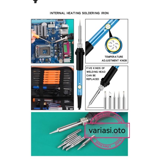 Solder Dengan Tombol Pangatur SUHU 200-450C 220V 60W Paket SET