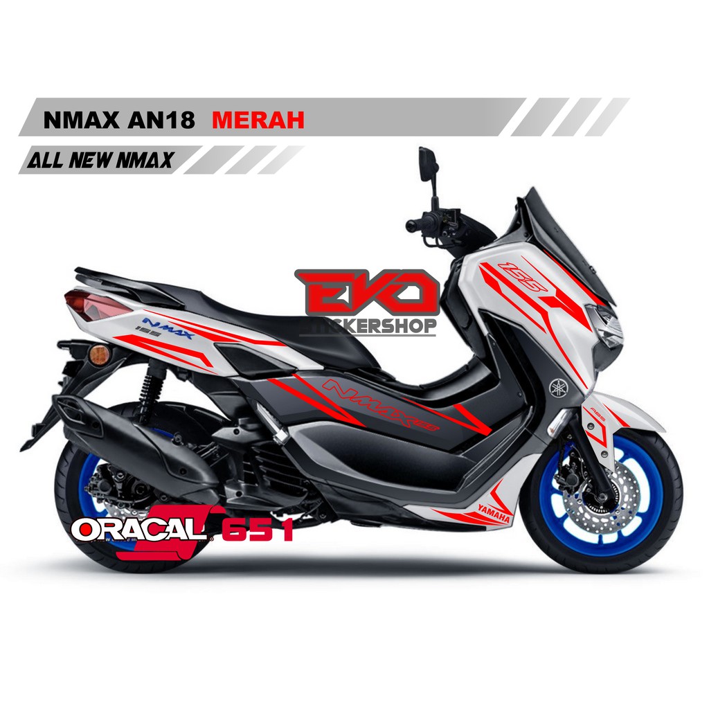 STIKER ALL NEW NMAX PUTIH CUTTING STICKER MERAH