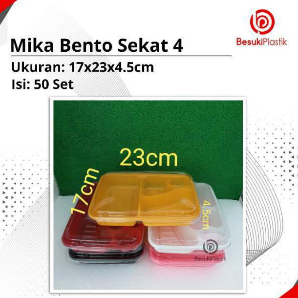 ( BISA COD ) Mika Bento Sekat 4 Bento Box Mika Bento Nasi Katering Box Bento CUCI GUDANG [Kode