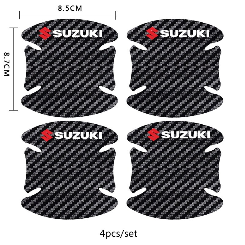 8pcs Stiker Pelindung Handle Pintu Mobil Bahan Carbon Fiber Untuk Suzuki