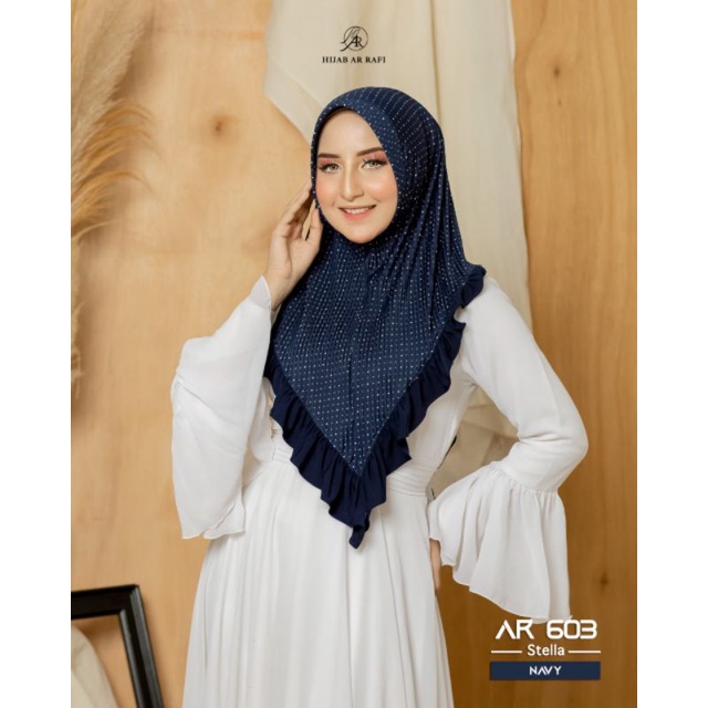 Jilbab hijab bergo instan plisket polkadot terbaru Arrafi AR 603 ORI kerudung bergo instan plisket p