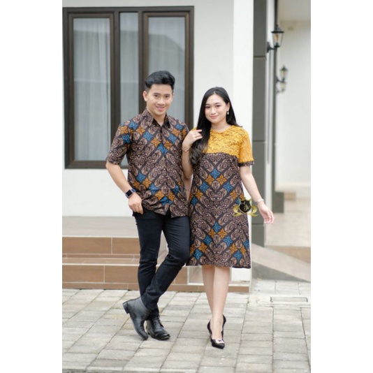 dress brokat kombinasi batik couple jumbo