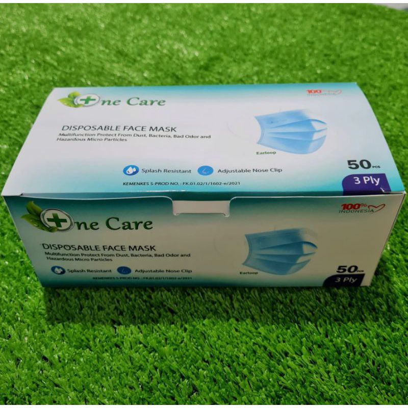 One Care Edition Earloop 3ply Diposable Face Mask Lokal Product Premium Quality Embos One Care Isi 50 pcs