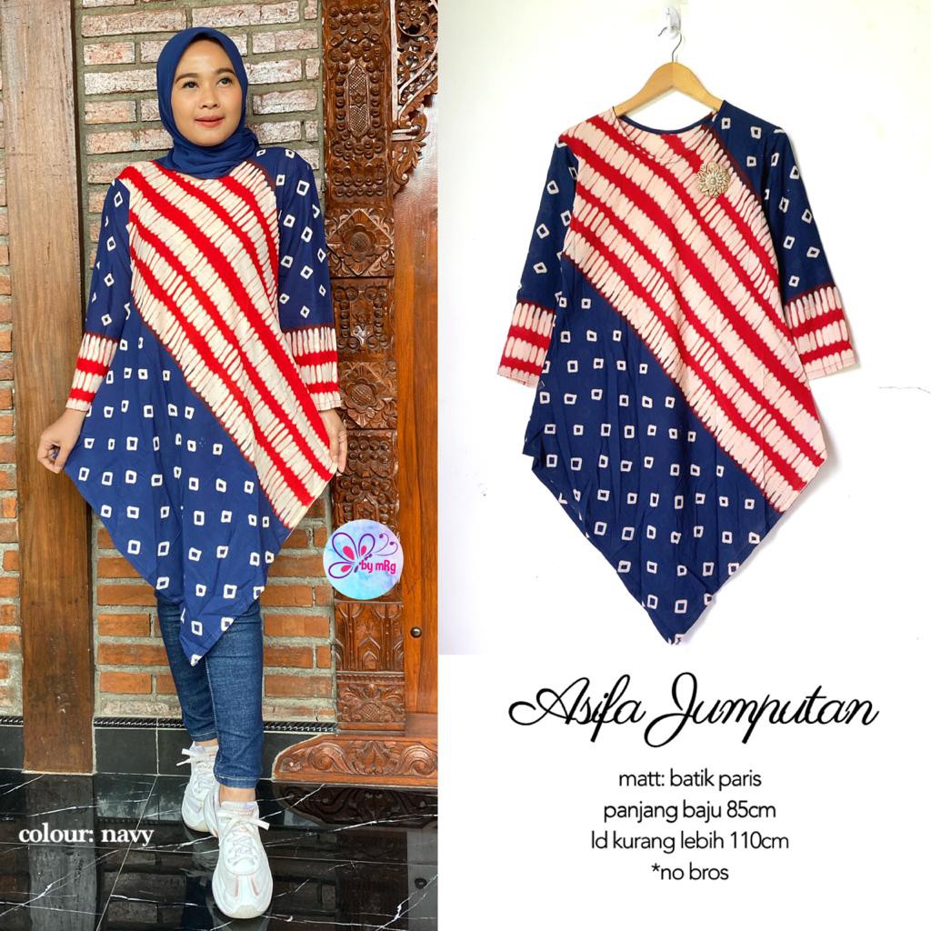 Asifa Jumputan / Tunik Batik Wanita Kombinasi / Tunik Batik Wanita Murah