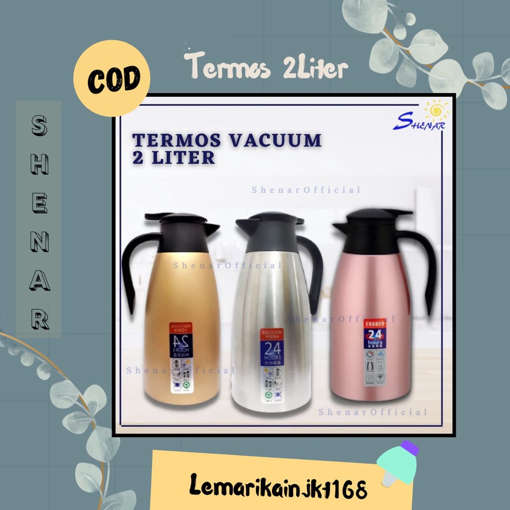 (2KG) european vacuum jug - sus 304 termos air vacuum stainless steel panas dingin teh kopi 2Liter | Teko air bahan stainlees steel |termos awet berkualitas kedap udara termurah| Termos 2Liter