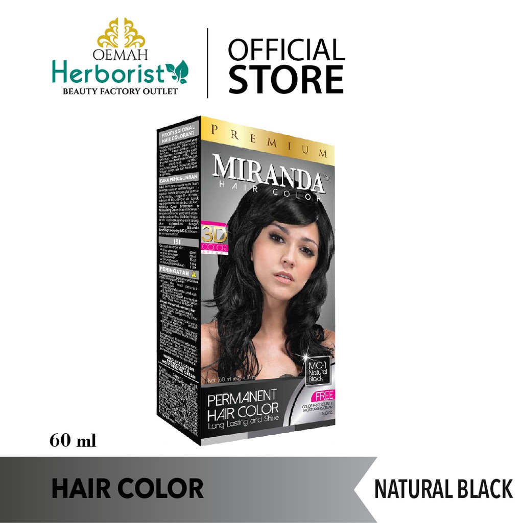 Miranda Hair Color Premium (Cat Rambut Permanen) MC1 Black 60ml