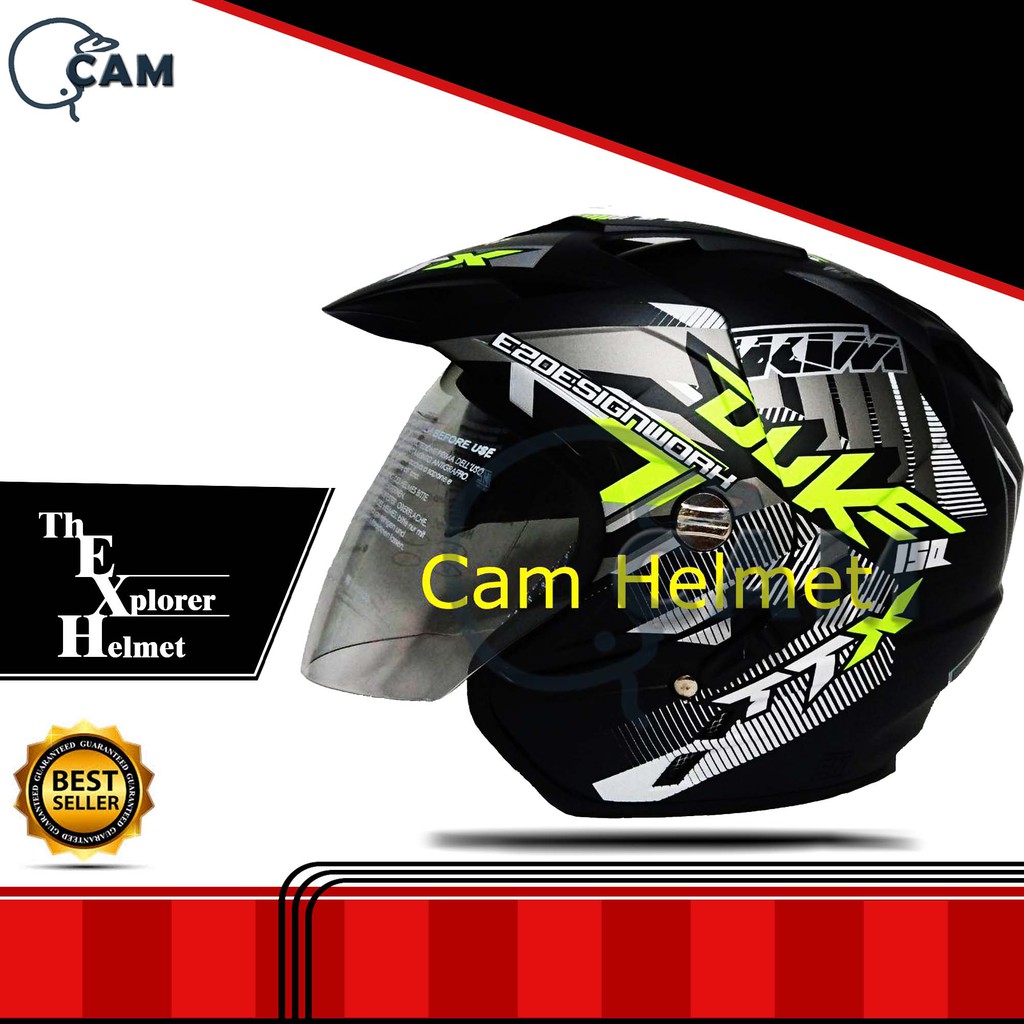  Helm  Motor  SBI 2 kaca double  visor  DMN Duke Black Doff 