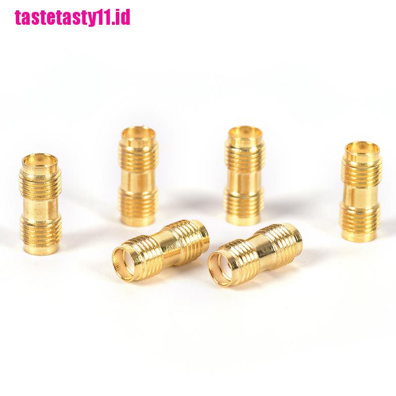 2 Pcs Konektor Adapter RF Jack Lurus SMA Female Ke Female Bahan Logam Warna Emas