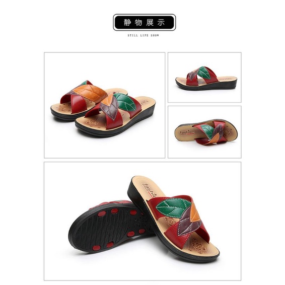 Sandal Slop Karet Wanita Daun Silang import S2