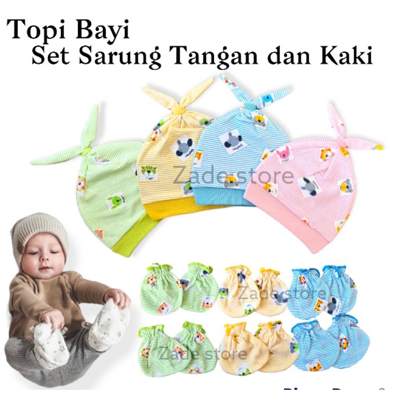 Kupluk Bayi Topi Kelinci Bayi Baru lahir set sarung tangan kaki bayi Topi Kuncir Bayi Pelindung Kepala Bayi Baby Hat new born baru lahir penutup kepala anak newborn