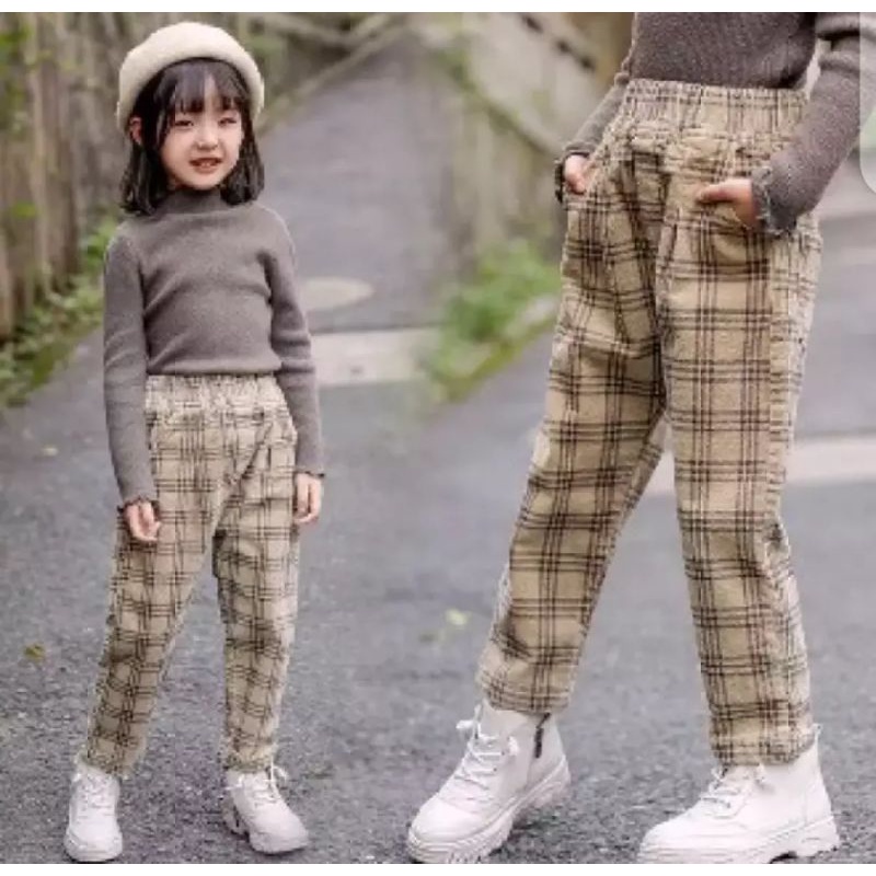 celana Zara anak perempuan celana motif kotak-kotak celana anak perempuan murah