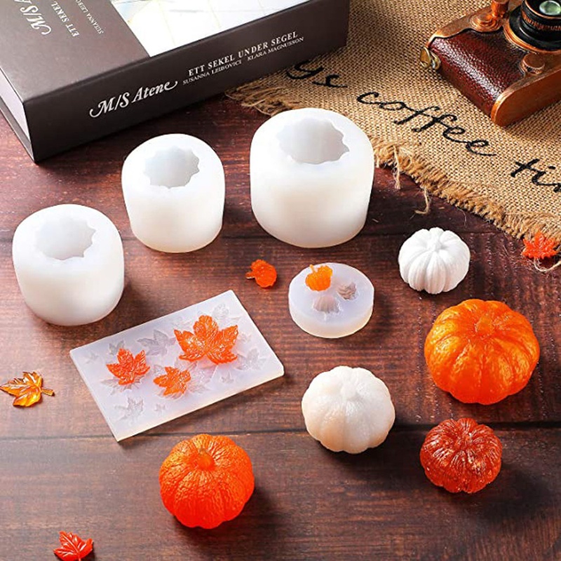 SIY  7Pcs DIY Halloween Thanksgiving Pumpkin Maple Leaves Star Moon Bat Pendant Silicone Epoxy Resin Mold Kit Art Craft Tools