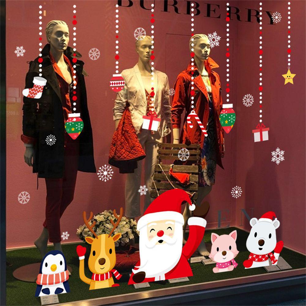 Populer Stiker Jendela Natal DIY Dekorasi Xmas Tahun Baru Kaca Window Ornamen PVC