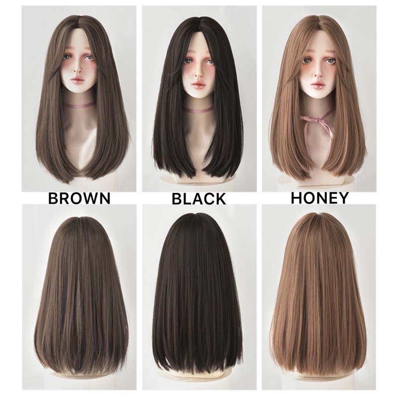 C0294 full Wig KOREAN STRAIGHT MEDIUM Tanpa Poni 50 cm