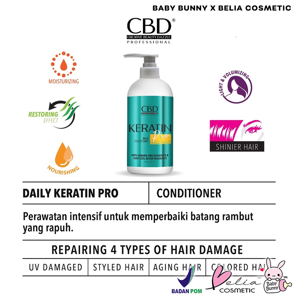 ❤ BELIA ❤ CBD Professional Series | Hair Treatment Keratin Pro | Color Shield | Smoothing Power | Shampo | Conditioner | Hair Mask | Hair Vitamin Spray | BPOM