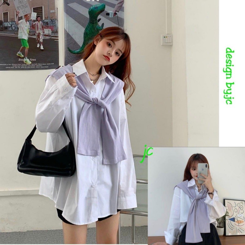 JC- Kem Oversize Lisa HQ / Kemeja Wanita Bangkok / Kemeja Wanita Korea / Kemeja Oversize Korea