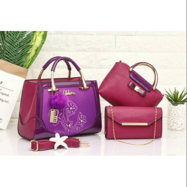 Tas Eldora Flower ES1127 (3in1) wanita branded batam fashion import