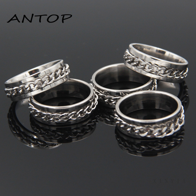 Cincin Rantai Pembuka Botol Bahan Titanium Steel Gaya Hip Hop Untuk Unisex ANTOP