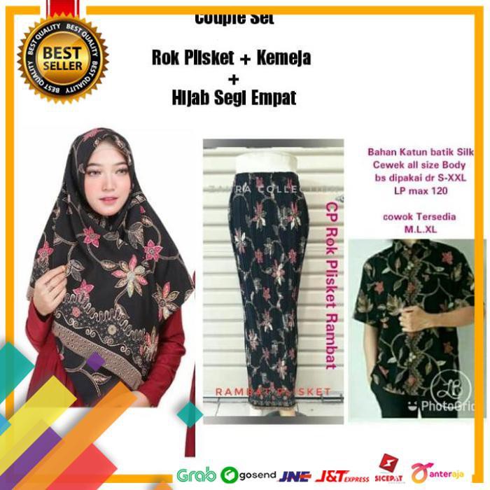 BIG SALE.. COUPLE ROK INSTAN PLISKET JUMBO RISMA KEMEJA BATIK JILBAB SEGI EMPAT ..TERMURAH