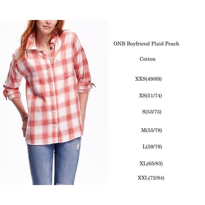 Old Navy Boyfriend Plaid Shirt - Kemeja Branded Murah 6 Motif I Top Quality
