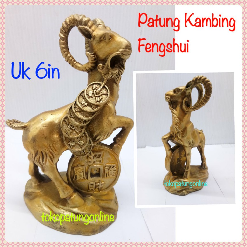 Patung Kambing Fengshui Kuningan