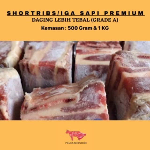 

IGA SAPI IMPORT KUALITAS SUPER DAGING TEBAL / AUS BEEF SHORT RIBS / SHORTRIBS GRADE A 500 GR - 1 KG