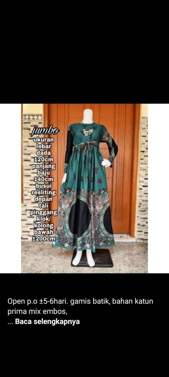 Gamis Batik Manggar,sekar,cantik, Kubis,kupu,padi,daun/cod Jumbo Ld 120
