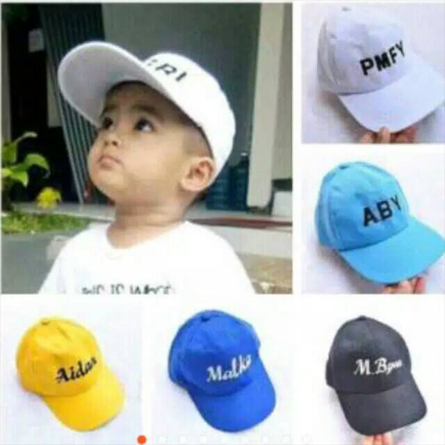Topi anak custom bordir nama sendiri untuk usia 2 - 9 tahunan KUALITAS NO 1 DI BANDUNG