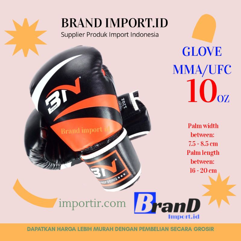 (MAINANKYU) BNPRO Sarung Tangan Tinju MMA UFC Boxing Muay Thai Leather Glove 10 OZ