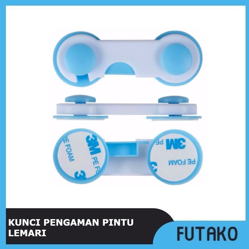 FUTAKO Kunci Pengaman Pintu Laci Lemari Pakaian Kulkas Baby Safety Lock WARNA BIRU