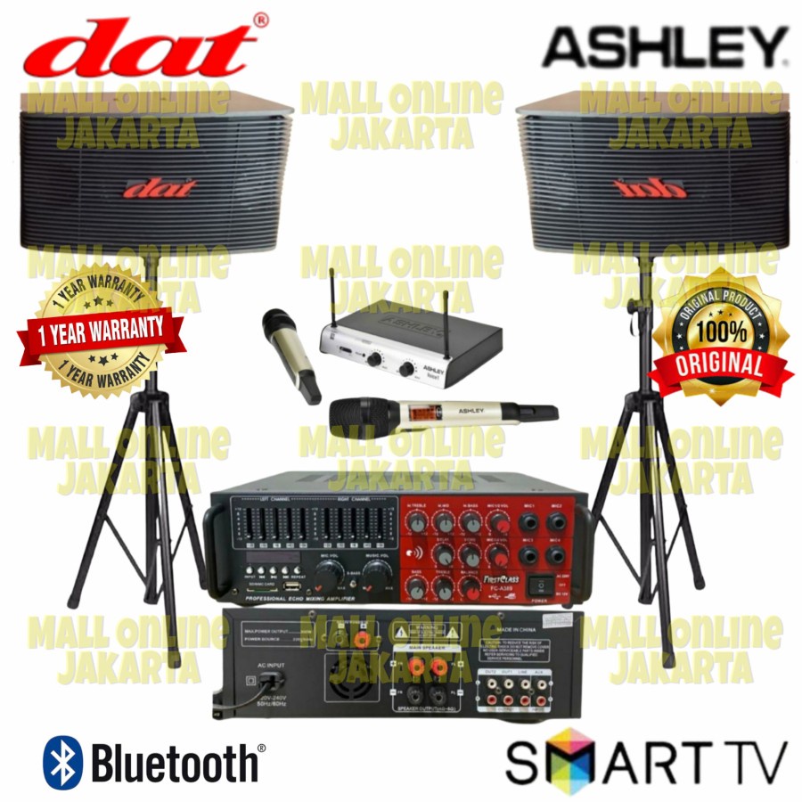 Paket karaoke dat 10 inch Sound system bluetooth original mic wireless