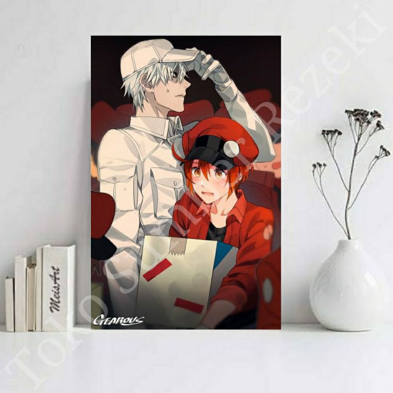 

Poster Sel Darah Putih Merah Hataraku Saibou Cells at Work Kanvas A4