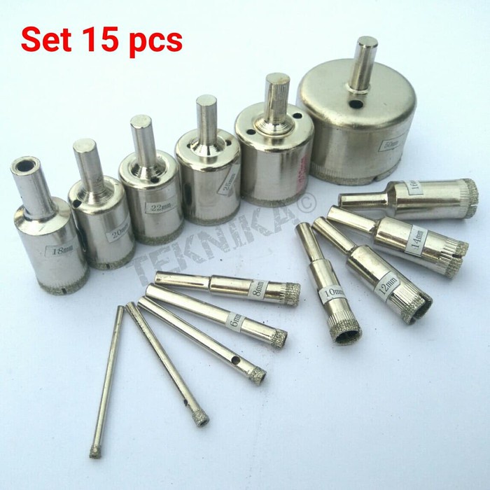 Mata Bor Diamond Coated Hole Drill Bit 6mm-50mm 15PCS