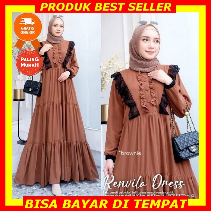Fashion Muslim Pakaian Wanita Gamis Azirra Set Brukat Lebaran Terbaru Kekinian 2022 Renvila Dress Ma