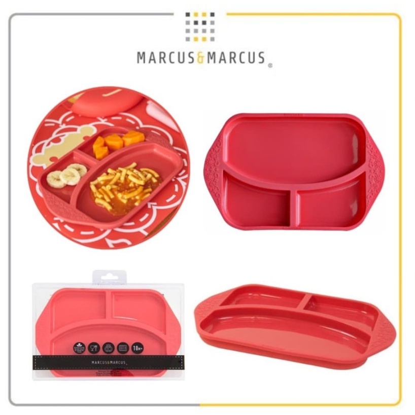 MARCUS &amp; MARCUS Silicone Divided Plate - Lion Red