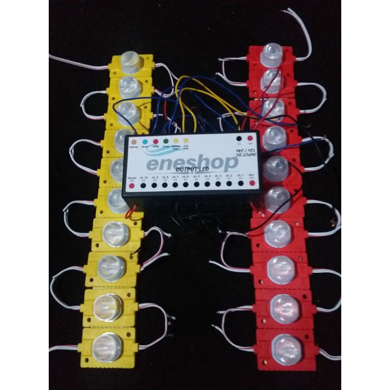 Paket modul kolong kanal 2x10channel sein, kota, rem, atret, strobo 12v - 24v