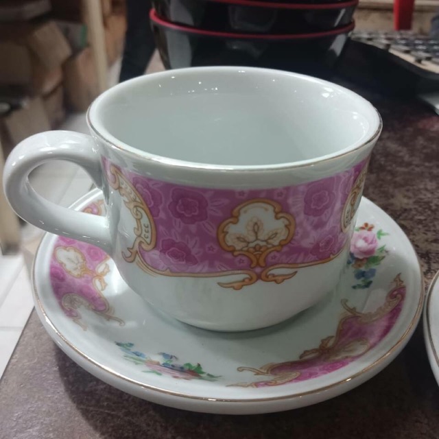 Cangkir set sango pink motif