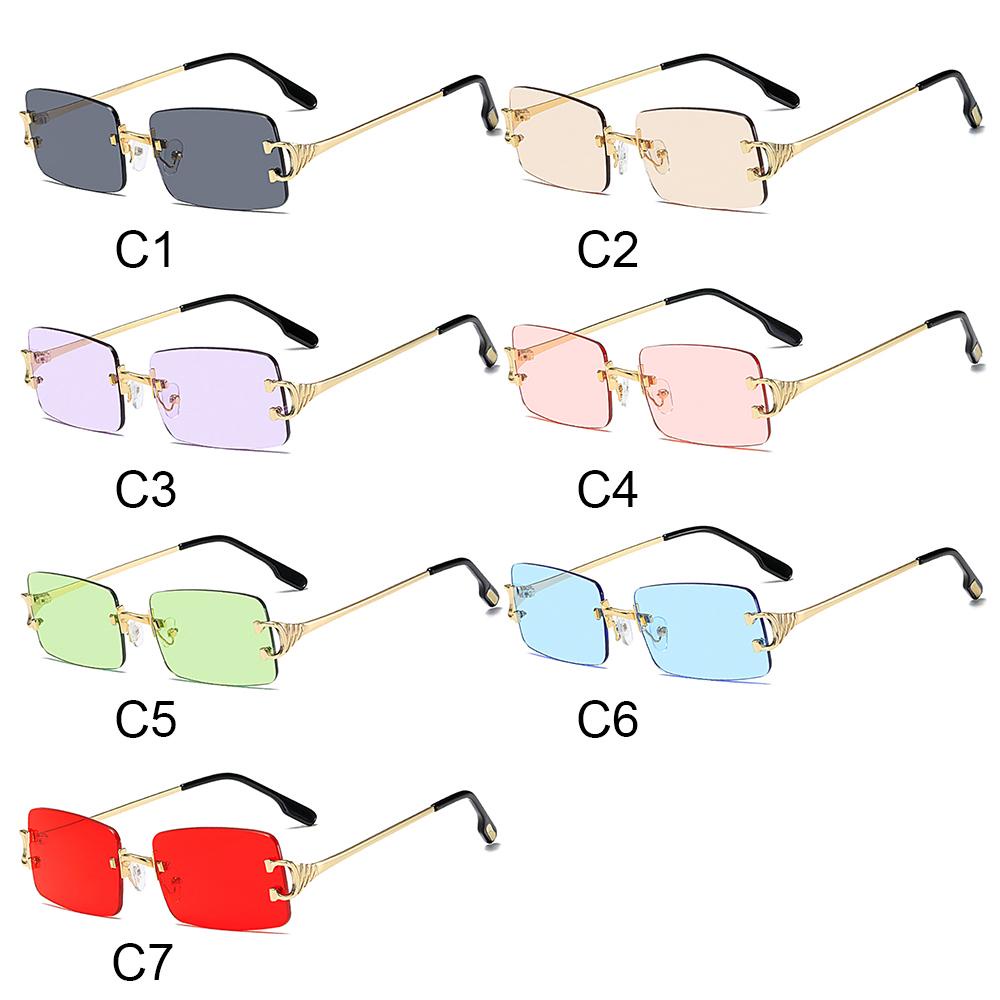 R-flower Retro Rectangular Sunglasses UV 400kacamata Berwarna Transparan Rectangle Glasses