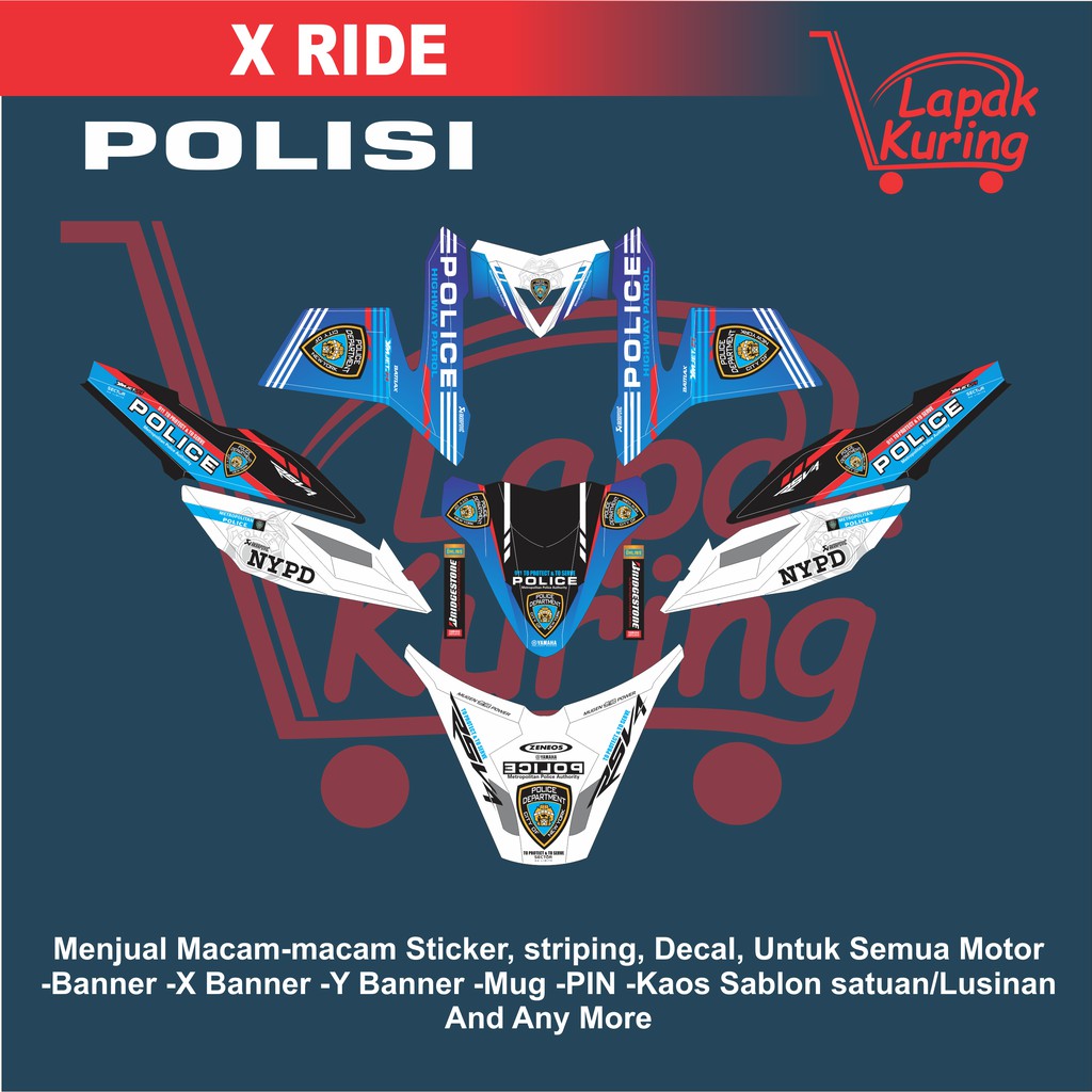 DECAL STICKER MOTOR YAMAHA X RIDE POLISI
