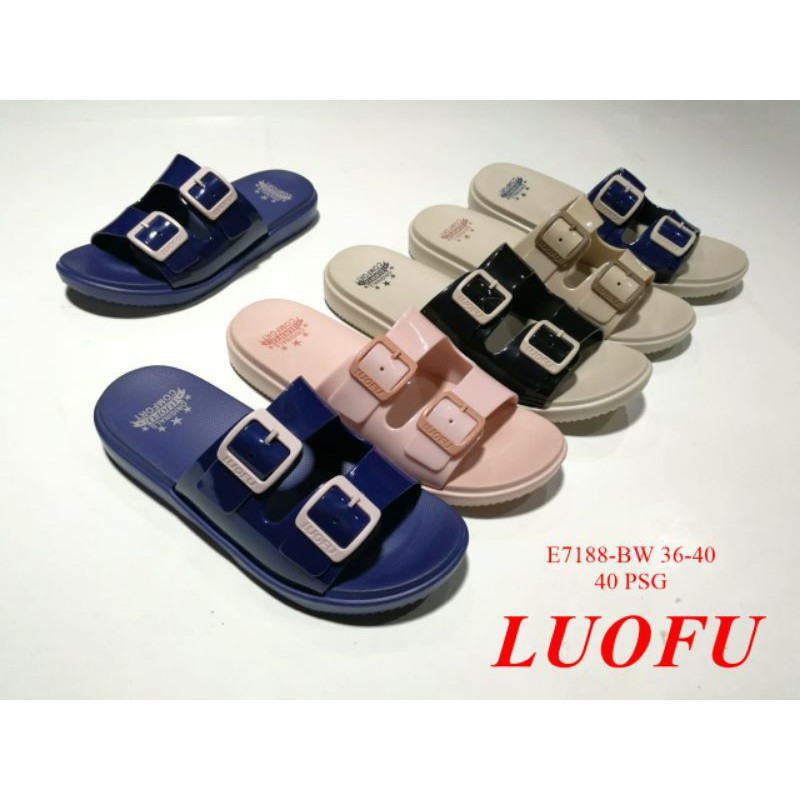 {BISA COD} Sandal Wanita Luofu Ban Dua E-7188 Jelly Import