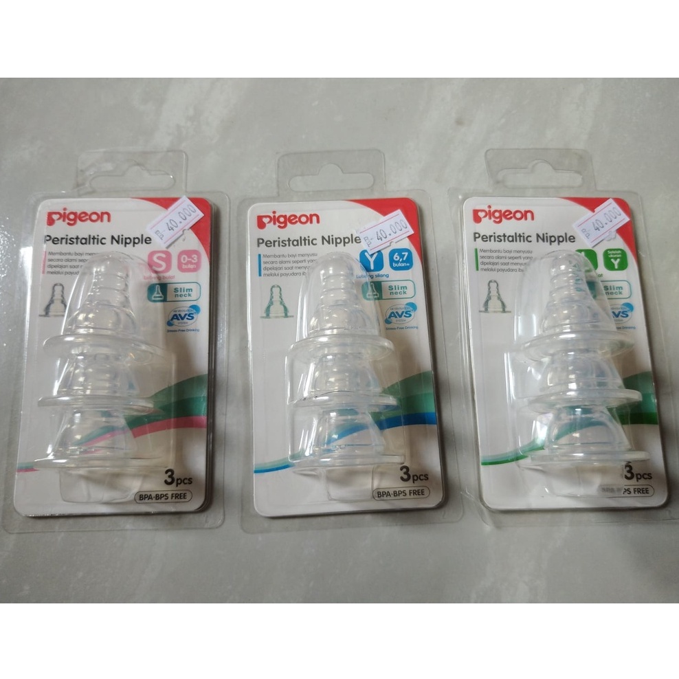 Pigeon Peristaltic Nipple SLIM NECK Blister isi 3 Pcs