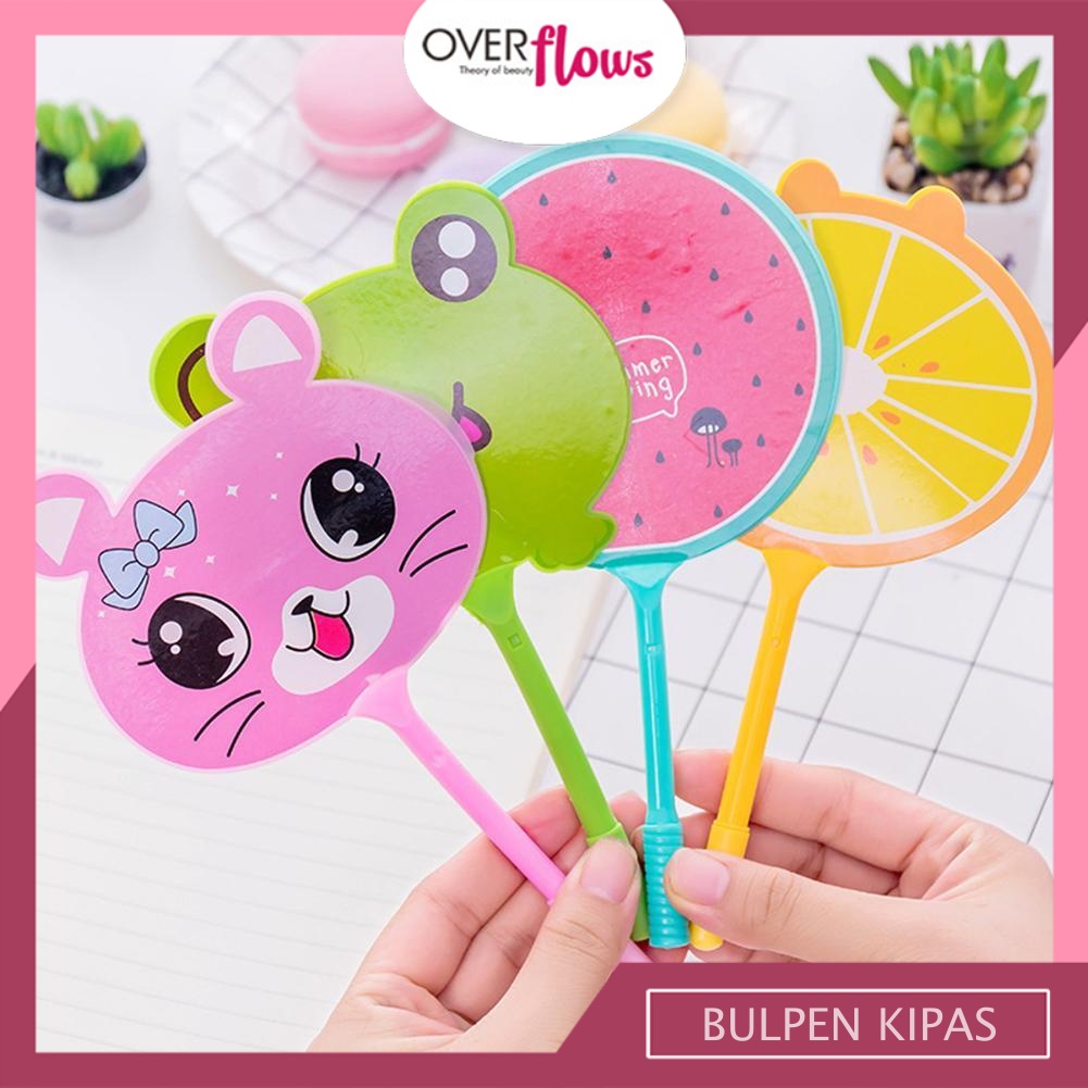 OVERFLOWS.ID BOLPEN KIPAS KARAKTER HEWAN LUCU PULPEN KOREA FAN PEN MURAH