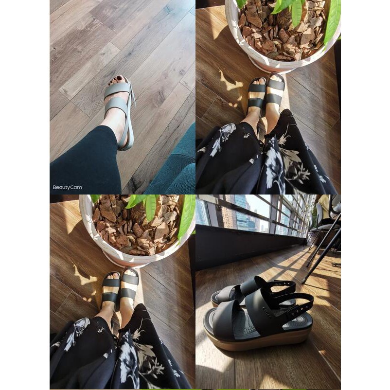 Sandal Wanita / Crocs Brooklyn Low Wedges Tali / Crocs BrookLyn / Sandal wedges