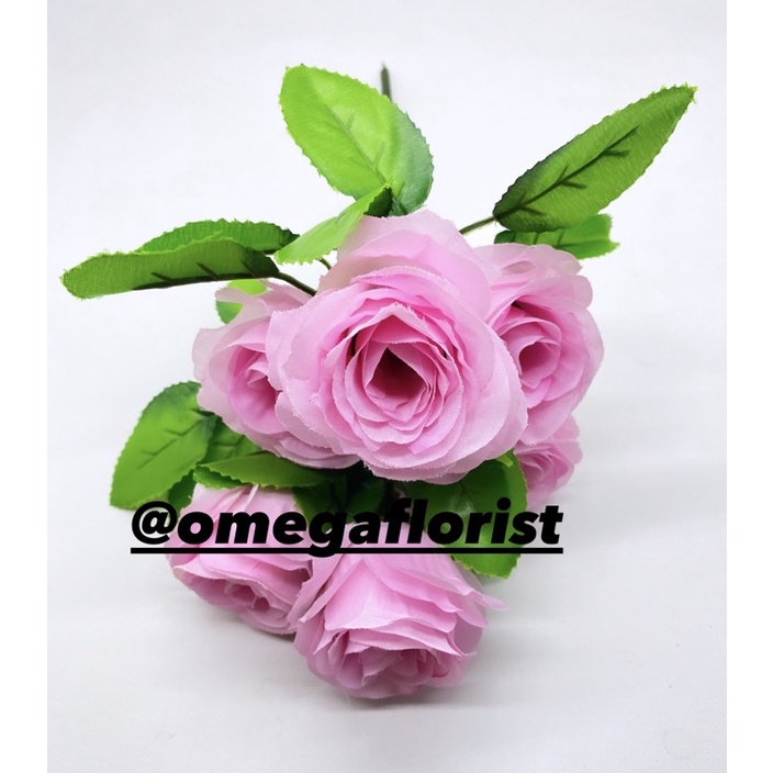 Rose Tropis X6 Bunga Artifical Bunga Artificial/Bunga Plastik/Bunga Dekorasi/Dekorasi Pernikahan/Pernikahan-Baby Pink