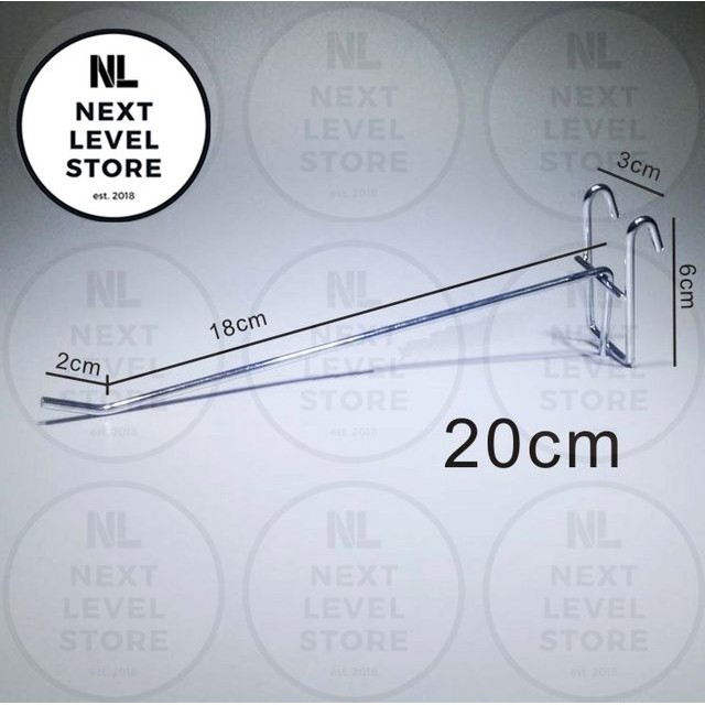 Hook Stainless 20 CM Stik Gantungan Cantelan Ram Aksesoris Cantolan TEBAL 3,5MM - LINK GROSIR