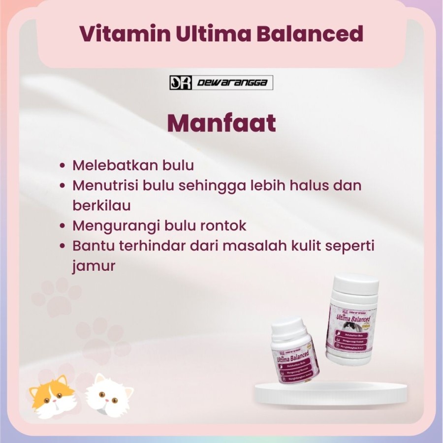 ULTIMA Balanced Omega - Vitamin Kucing Pelebat bulu, Anti Jamur, Anti Rontok Dewarangga