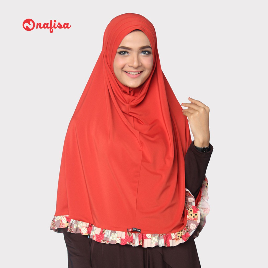 Nafisa MIRANDA Jilbab Instan Non Pad | Hijab Instan Kombinasi Motif Tanpa Bergo Instan Kerudung Syari
