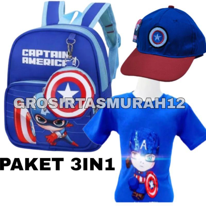 Tas sekolah anak laki laki / tas ransel anak Kaos LED Baju Anak Superhero